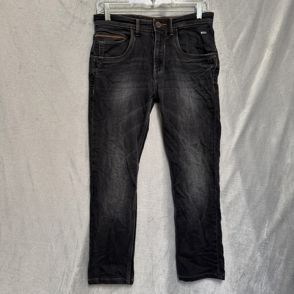 Van Heusen Jeans Mens Black Premium Performance Denim Slim Straight Leg Casual